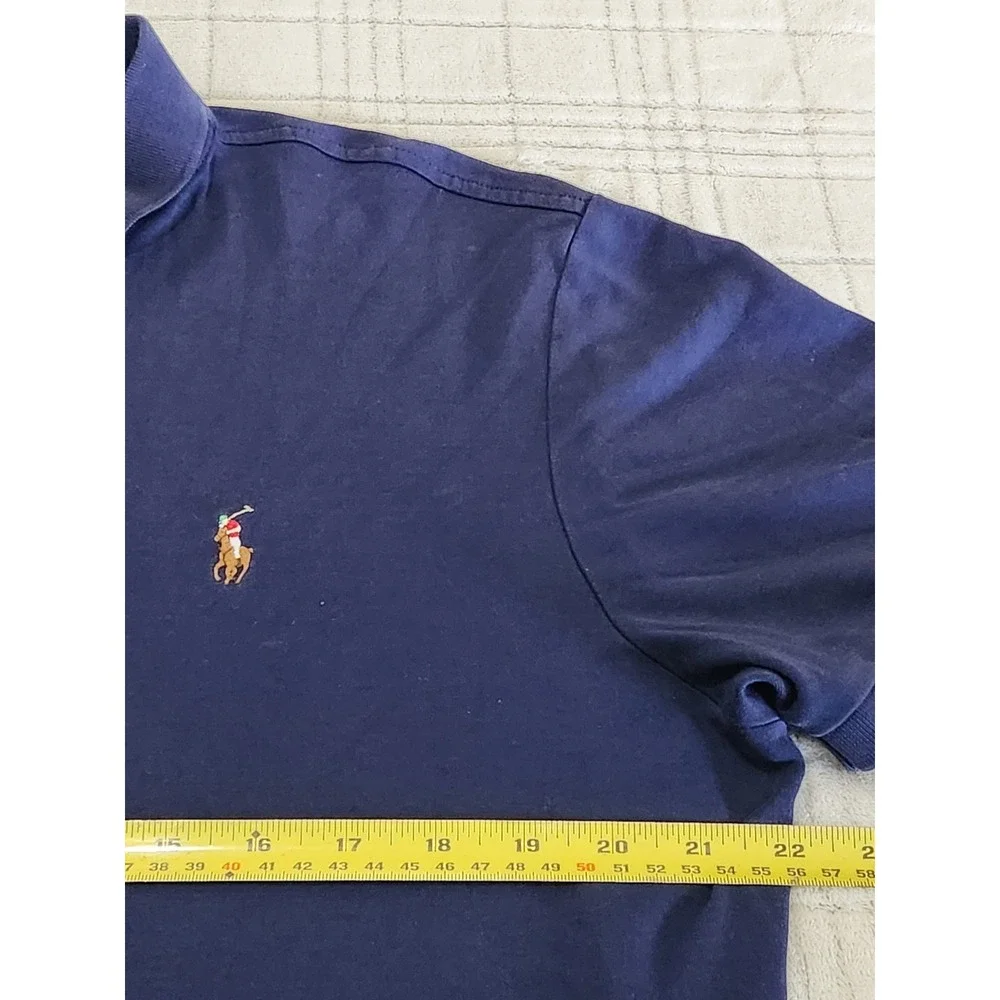 Polo Ralph Lauren Men's Large‎ Navy  Cotton Short Sleeve Polo Shirt Pony Logo